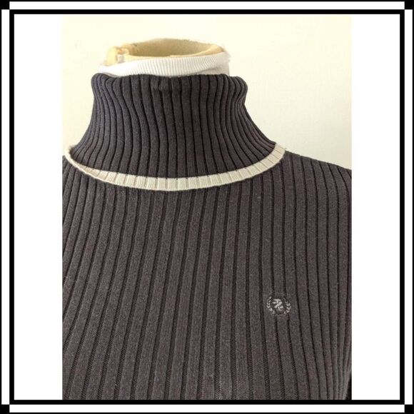 IZOD Black w/Ecru Trim Turtleneck Sz L - Picture 4 of 4